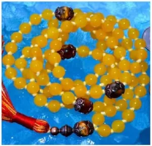Natural Yellow Jade, Tiger Eye 6mm 108 Mala Beads, Spiritual, Meditation Beads, Reiki, Japa Mala, Buddhist Prayer Beads, Yoga Bracelet, healing beads LKMALA-RRGU-1794