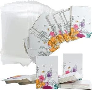 Necklace Display Cards With Bags Earring Display Cards Sets Earring Packing Holder Cards With bags Jewelry Packing For Earring Necklace Jewelry Packing 100Pack Paper 100Pack Bags 3.5 x 2.4 Inch