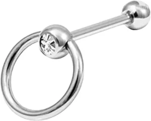 New 2025 1Pc-Surgical Steel Tongue Rings For Women Silver Color&Gold Heart Shape Tongue Barbells Piercing Body Jewelry 14G Decoration Jewelry Commemorative With You Accessories Trendy Best For Gift