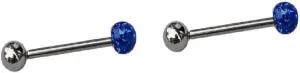 New 2025 2Pcs Fashion Crystal Ball Straight Barbell Nipple Rings Stainless Tongue Piercing Stud For Women Men Sexy Body Jewelry 14G Trendy Accessories Creative Gift