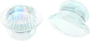 New 2025 2Pcs Sector Shell Pectinidae Scallop Glass Ear Tunnel Plug Flesh Stretcher Expander Gauges Earring Piercing Body Jewelry Fashion Trendy Accessories Creative Gift