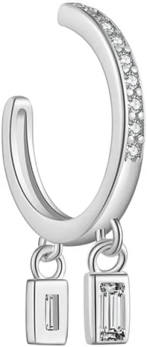 New 2025 Unisex 100% 925 Sterling Silver Irregular One Cz Zircon Earcuff No Piercing Clips Cuff Earring Women Fashion Fine Jewelry Trendy Accessories Creative Gift For Women And Men
