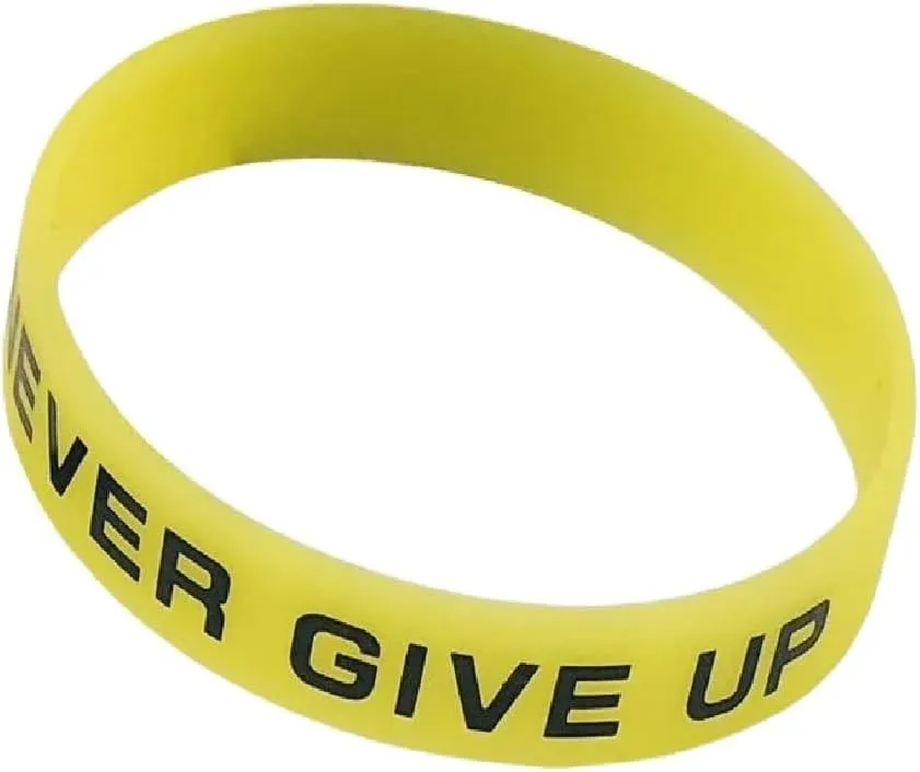 New 2025 Unisex 1Pcs Glow In The Dark Wristband Never Give Up Encouragement Rubber Band Silicone Bracelet Bangle Decoration Jewelry Luxury With For You Accessories Trendy Creative For Women And Men