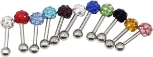 New 2026 1Pc Straight Industrial Barbells Bars Tongue Ear Cartilage Tragus Piercing Rings Crystal Ball Ear Body Piercing Jewelry Fashion Accessories Creative Gift