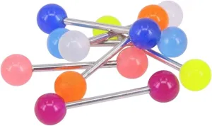 New 2026 Arrive 20Pcs/Lot Plastic Tongue Piercing Barbell Bars Rings Luminous Punk Fashion Body Jewelry For Women Trendy Accessories Creative Gift
