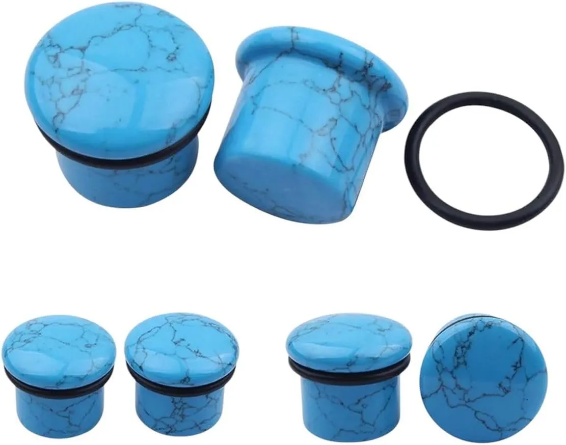 New 2026 Arrive 2Pcs/Lot Natural Stone Ear Plug And Tunnels Single Flared White Opal Earring Piercings Gauges Expander Body Jewelry Fashion Trendy Accessories Creative Gift