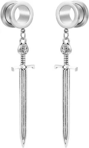 New 2026 Arrive Osbourney 2Pcs Stainless Steel Moon Star Feather Dangles Ear Tunnels Plugs Hangers Gauges Stretcher Piercing Decoration Jewelry Luxury Accessories Trendy Best For Gift Women And Men