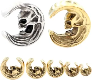 New 2026 Arrive Unisex 1Pc Alloy Casting Ghost Head Skull Moon Saddle Ear Tunnel Plugs Expander Stretcher Gauges Earrings Piercing Body Jewelry Fashion Accessories Creative For Women And Men Men