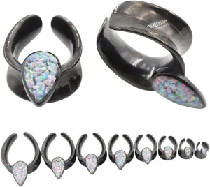 New 2026 Arrive Unisex 1Pc Stainless Steel Water Drop Opal Saddle Ear Tunnel Plugs Expander Stretcher Gauges Earrings Piercing Body Jewelry Fashion Trendy Accessories Creative Gift For Women And Men