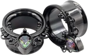 New 2026 Arrive Unisex 2Pcs Punk Stainless Steel Water Drop Zircon Ear Tunnels Plugs Expander Flesh Gauges Stretchers Body Piercing Jewelry Fashion Trendy Accessories Creative Gift For Women And Men