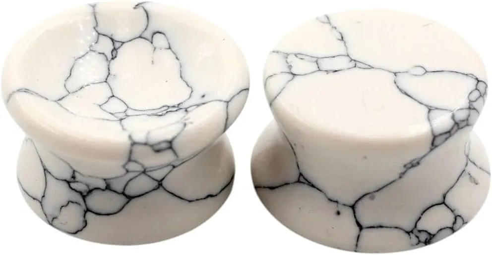 New 2026 Arrive Unisex 2Pcs Women Men Concave Natural Stones Ear Tunnels Plug Flesh Expander Stretcher Gauges Earrings Body Piercing Jewelry Fashion Trendy Accessories Creative Gift For Women And Men
