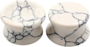 New 2026 Arrive Unisex 2Pcs Women Men Concave Natural Stones Ear Tunnels Plug Flesh Expander Stretcher Gauges Earrings Body Piercing Jewelry Fashion Trendy Accessories Creative Gift For Women And Men