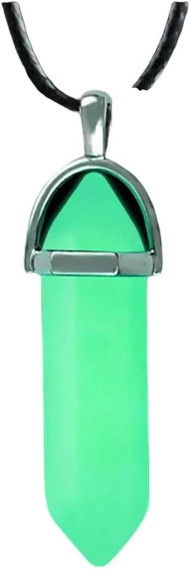 New 2026 Dark Luminous Stone Fluorescent Hexagonal Column Necklace Natural Crystal Glowing In Pendant Leather Fashion Decoration Jewelry Luxury With You Accessories Trendy Best For Gift