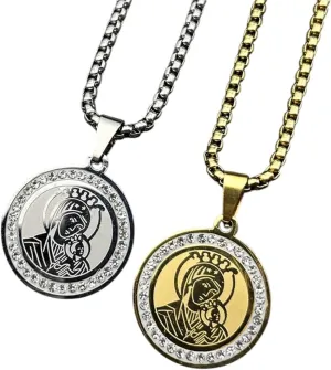 New 2026 Religious Virgin Mary Jesus Pendant Necklace For Men Women Rhinestone Stainless Steel Gold Color Amulet Chain Decoration Jewelry Luxury With You Accessories Trendy Best Gift