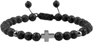 New 2026 Unisex 19Styles Prayer Men Cross Bracelet 6Mm Natural Black Lava Onyx Meditation Fitness Couple Bangle Women Yoga Jewelry Findings Gift Fashion Trendy Accessories Creative For Women And Men