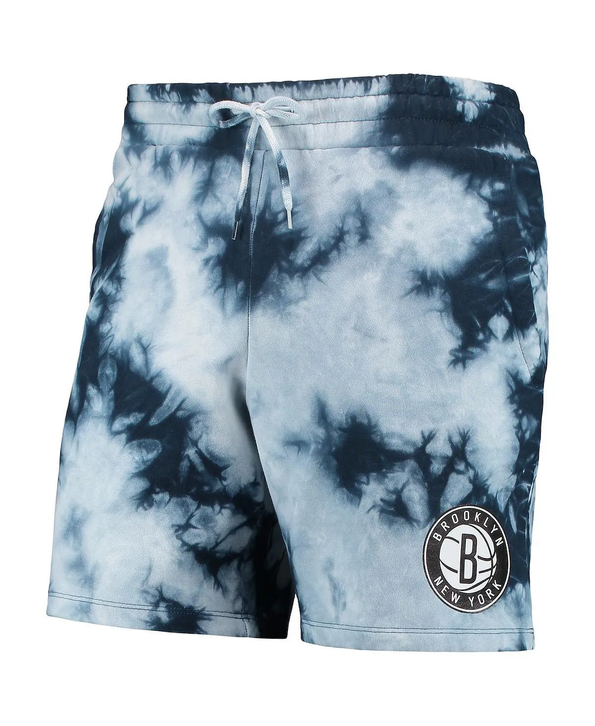 New Era Men's Blue Tie Dye Brooklyn Nets Fleece Shorts Blue