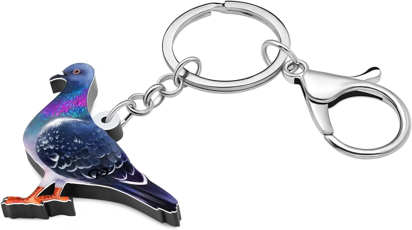 NEWEI Acrylic Pigeon Keychain Key Chain Bird Keychains Keyrings for Women Girls Bag Purse Accessories Gifts Charms