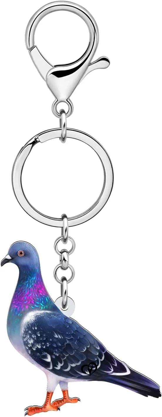 NEWEI Acrylic Pigeon Keychain Key Chain Bird Keychains Keyrings for Women Girls Bag Purse Accessories Gifts Charms