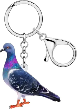 NEWEI Acrylic Pigeon Keychain Key Chain Bird Keychains Keyrings for Women Girls Bag Purse Accessories Gifts Charms