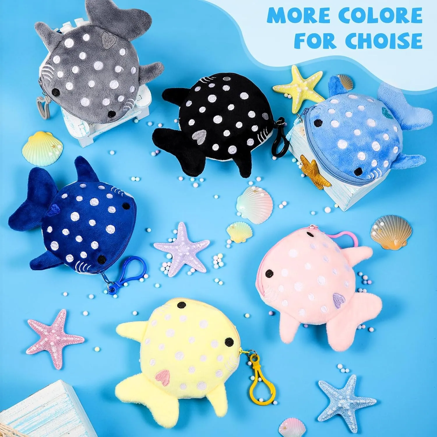 Niceup Kids Whale Shark Party Favors Plush Coin Purse Cute Keychains for Ocean Under the Sea Animal Goodie Bag Fillers