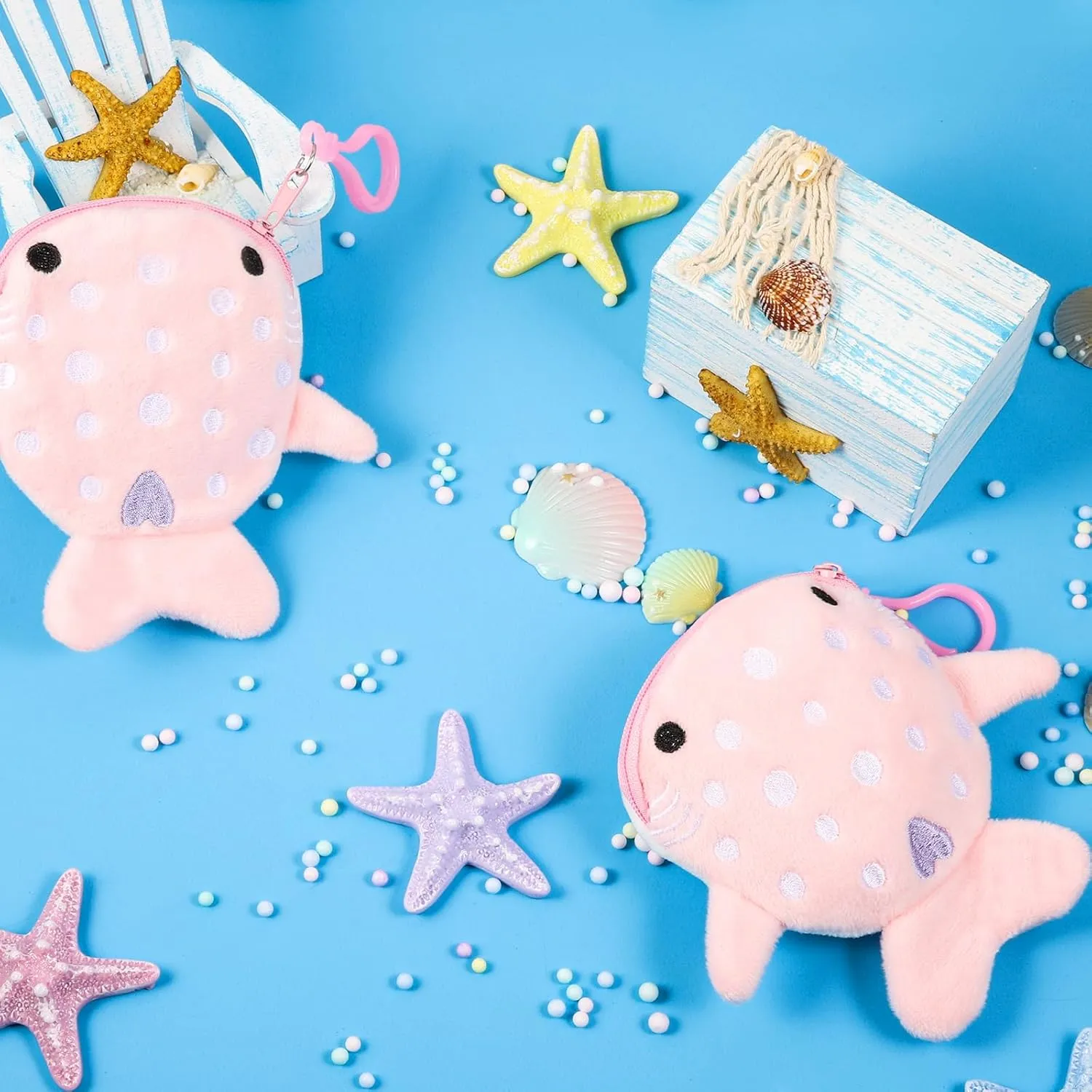 Niceup Kids Whale Shark Party Favors Plush Coin Purse Cute Keychains for Ocean Under the Sea Animal Goodie Bag Fillers