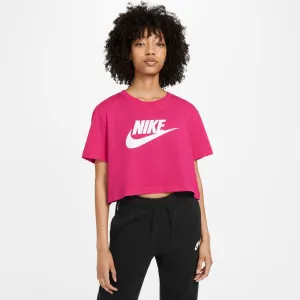 Nike Sportswear Essential Women's Cropped Logo T-Shirt - FIREBERRY/WHITE