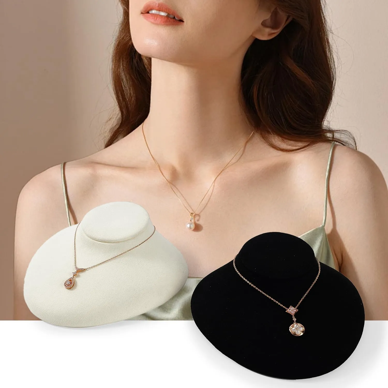 Oirlv Luxury Blue Microfiber Jewelry Bust Necklace Display Bust Necklace Display Holder(Small)