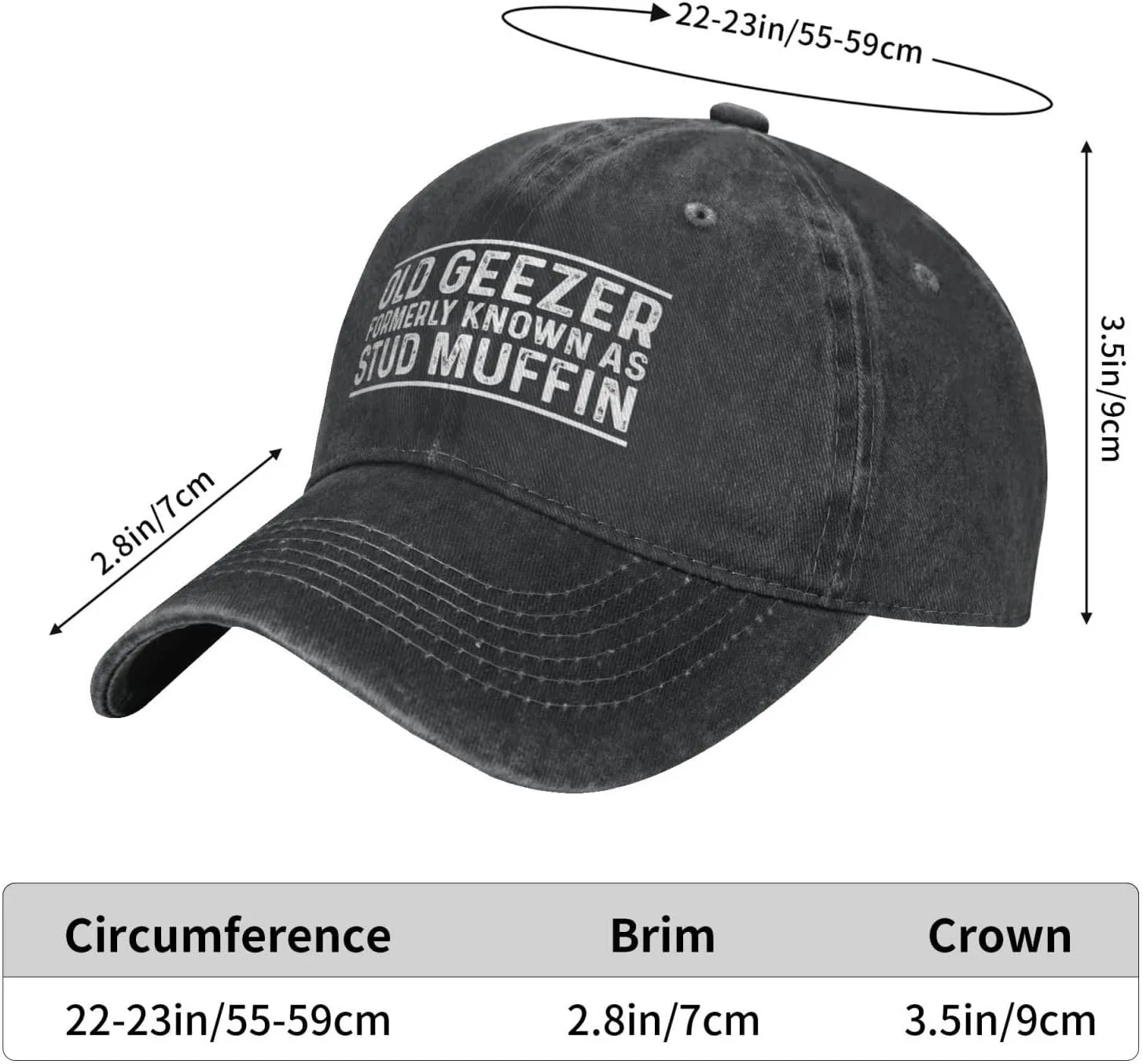Old Geezer Formerly Knowns As Stud Muffin Hat for Men Baseball Hat Cute Cap