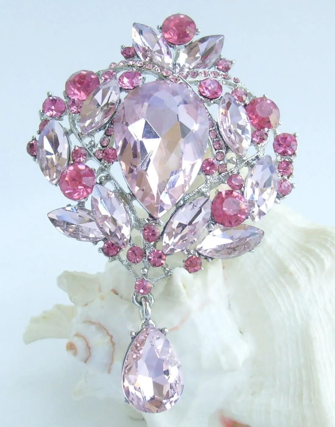 Party Prom Jewelry Teardrop Brooch Pin Pendant Rhinestone Crystal BZ4082