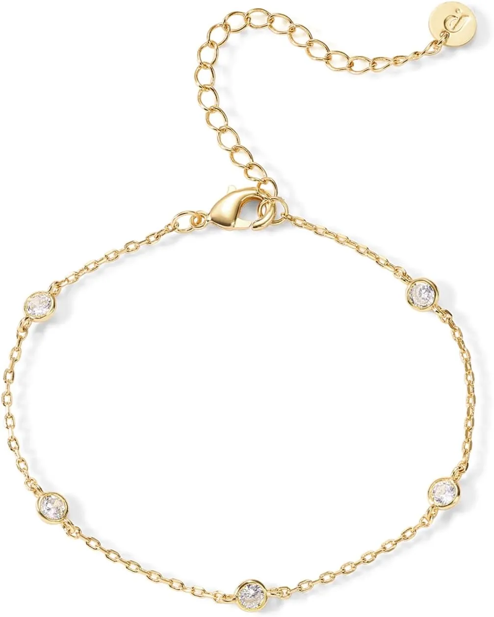 PAVOI 14K Gold Plated Beaded Cuban Cubic Zirconia Simulated Diamond Station Infinity Chain Bracelets for Women | Adjustable Chain Bracelet