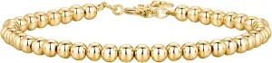 PAVOI 14K Gold Plated Beaded Cuban Cubic Zirconia Simulated Diamond Station Infinity Chain Bracelets for Women | Adjustable Chain Bracelet