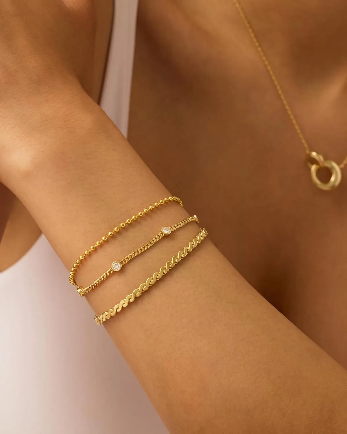 PAVOI 18K Gold Plated Chain Bracelet Pack for Women | Jewelry Set of 5 Stackable Bracelets Paperclip Snake Rope Figaro Beaded Chains