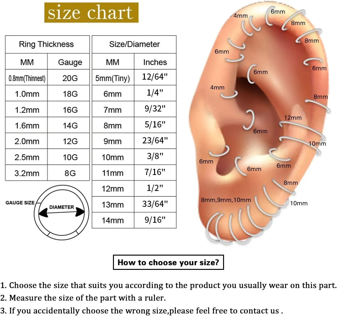 PEAKLINK 16G Septum Nose Ring Septum Jewelry Hammered Surface Daith Earrings Surgical Steel Conch Piercing Jewelry Seamless Clicker Ring Rook Earring Helix Cartilage Tragus Earrings 8mm 10mm