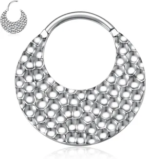 PEAKLINK 16G Septum Nose Ring Septum Jewelry Hammered Surface Daith Earrings Surgical Steel Conch Piercing Jewelry Seamless Clicker Ring Rook Earring Helix Cartilage Tragus Earrings 8mm 10mm