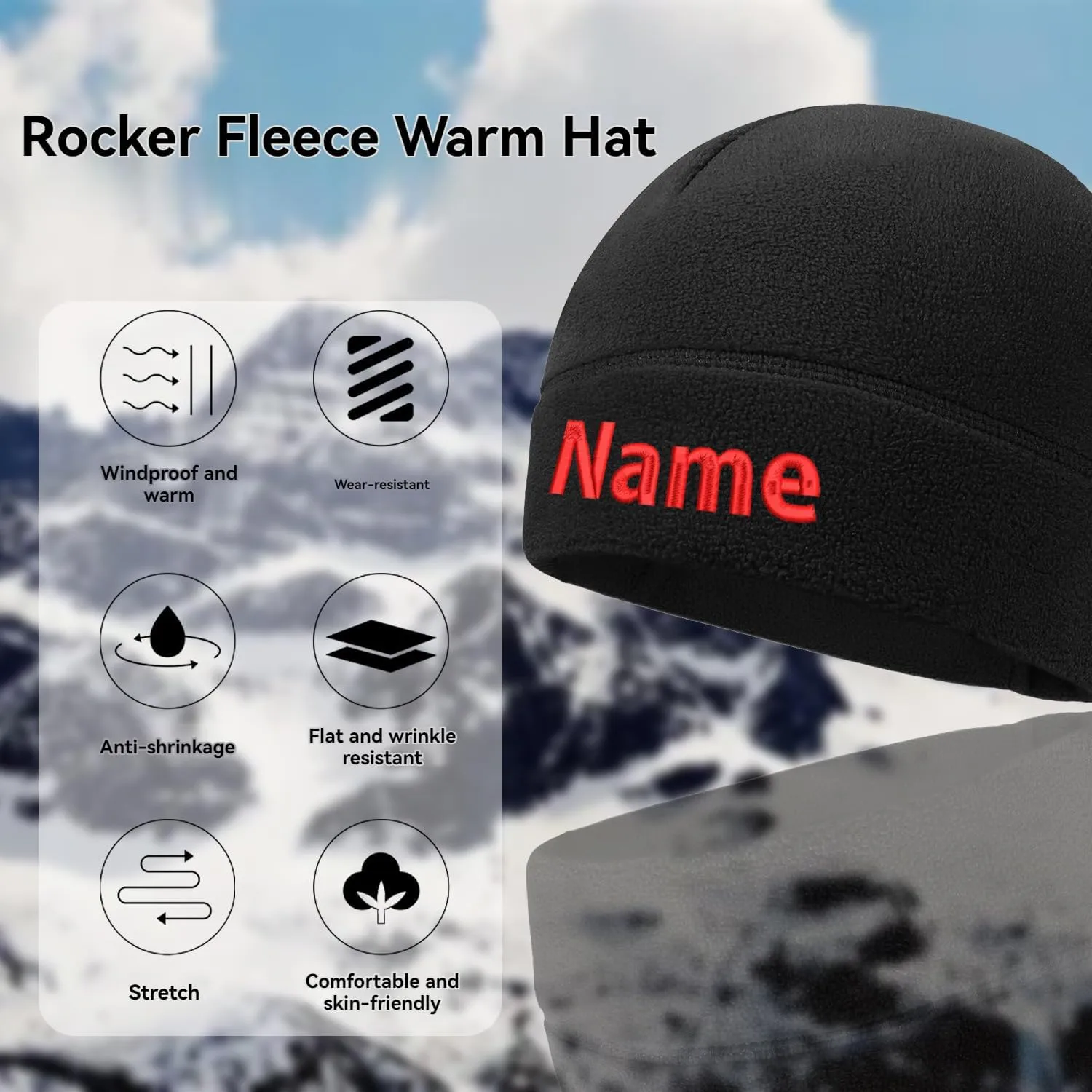 Personalized Embroidered Text Watch Cap Fleece Youth Mens Women's Winter Warming Hat Military Tactical Skull Cap Beanie