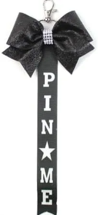 Pin Me Cheer Bows Ribbon Keychain for Cheerleaders Cheerleading Gift for Toddler Girl Pin Keychain with Bow