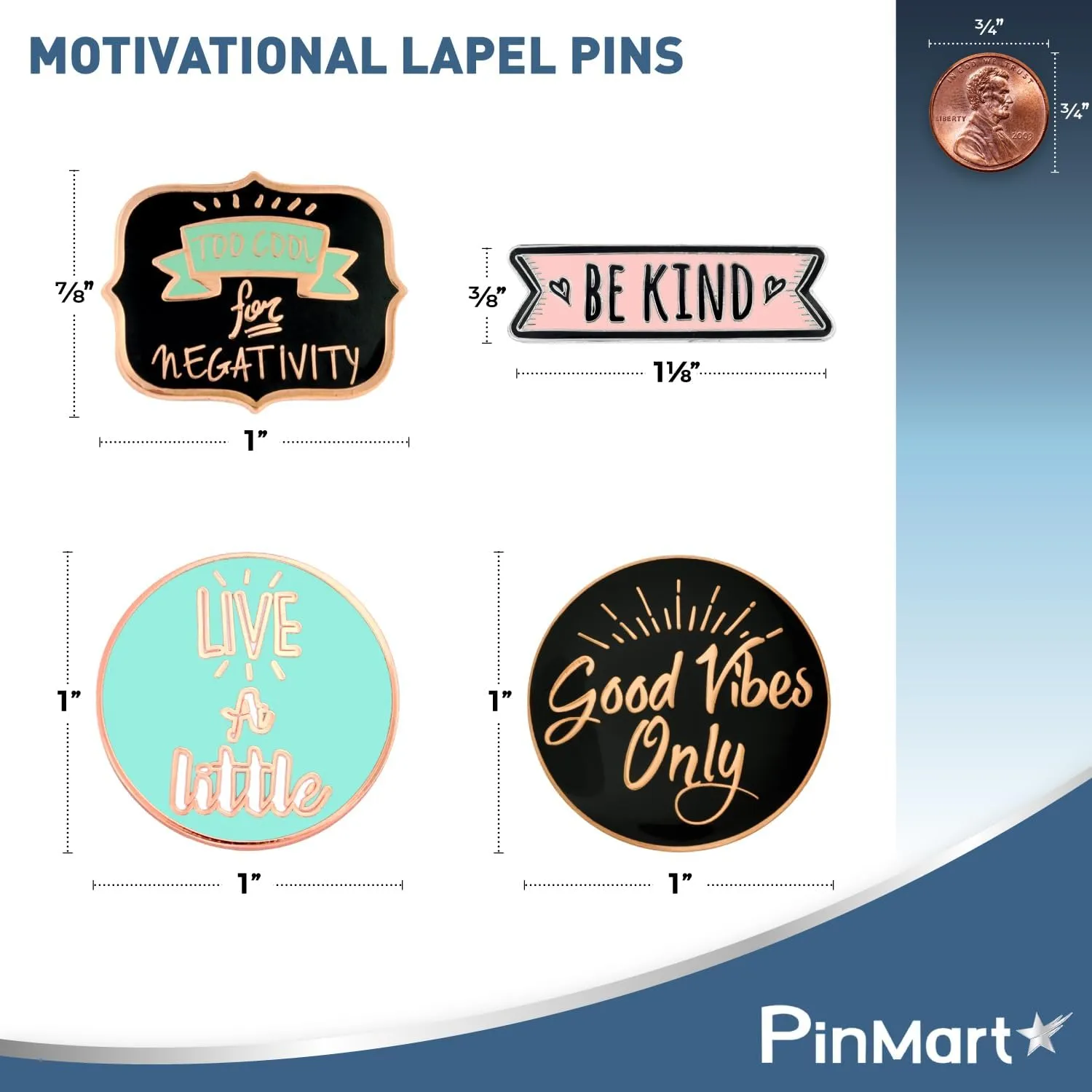 PinMart Motivational Enamel Lapel Pin  Nickel and Copper Plated Enamel Lapel Pin for Clothing, Bags and Lanyards  Inspirational Supports Kindness and Positive Mental Health
