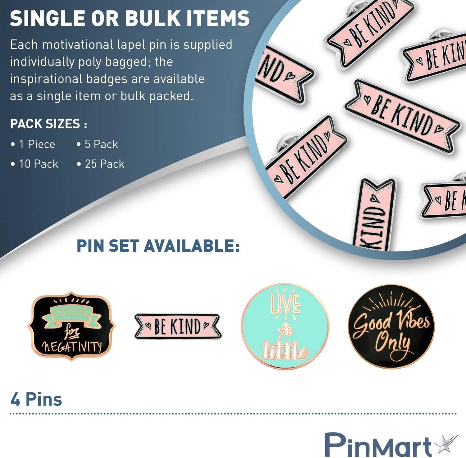 PinMart Motivational Enamel Lapel Pin  Nickel and Copper Plated Enamel Lapel Pin for Clothing, Bags and Lanyards  Inspirational Supports Kindness and Positive Mental Health