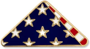 PinMart's Folded American Flag Memorial Veteran Lapel Pin on Instruction Card - Patriotic Enamel Pins for Clothing, Hats, Backpacks and Bags - Memorial Day Pins for Men and Women
