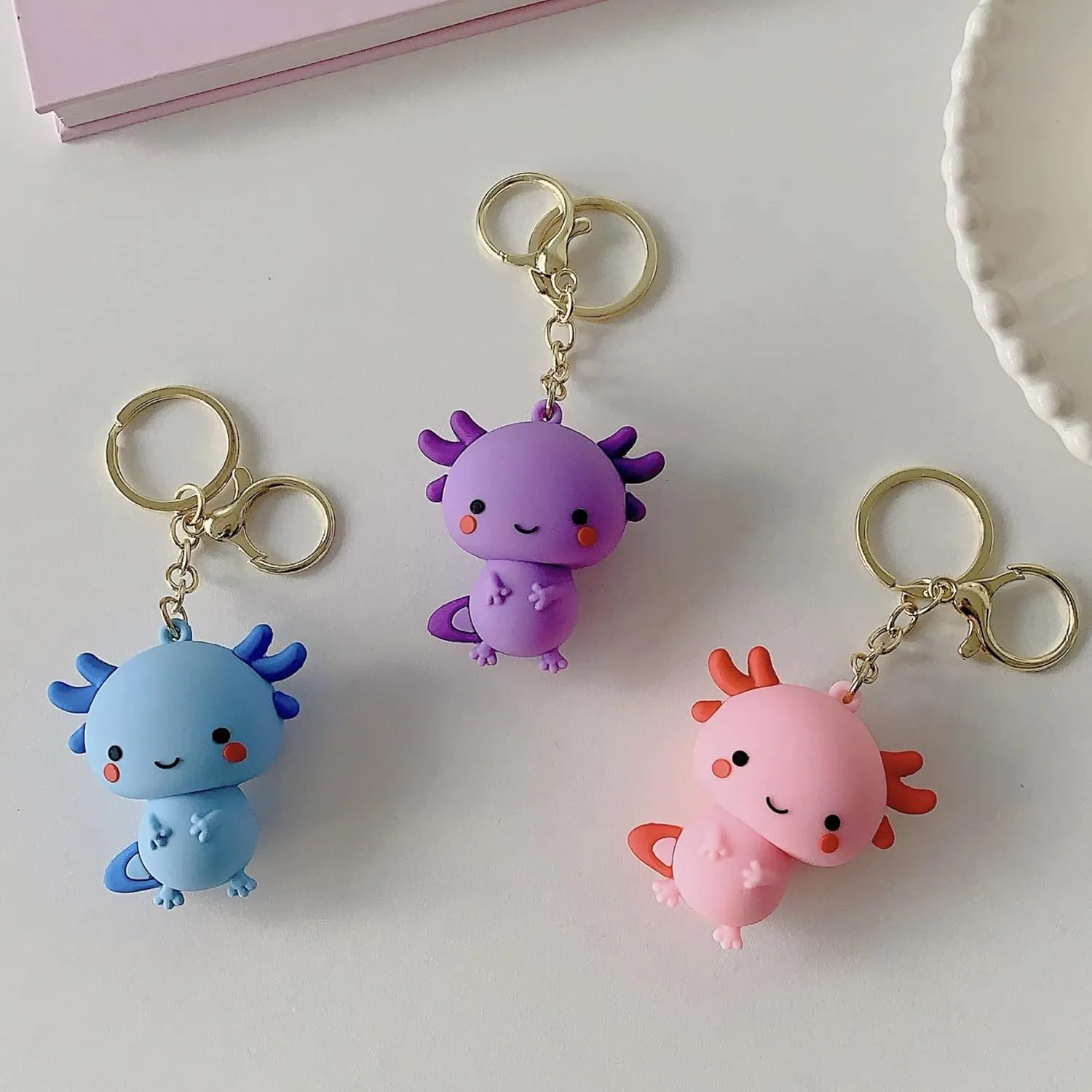 POYAMUSE Cute Axolotl Keychain - PVC Axolotl Keyring for Bags, Backpacks, Purse, and Car Keys