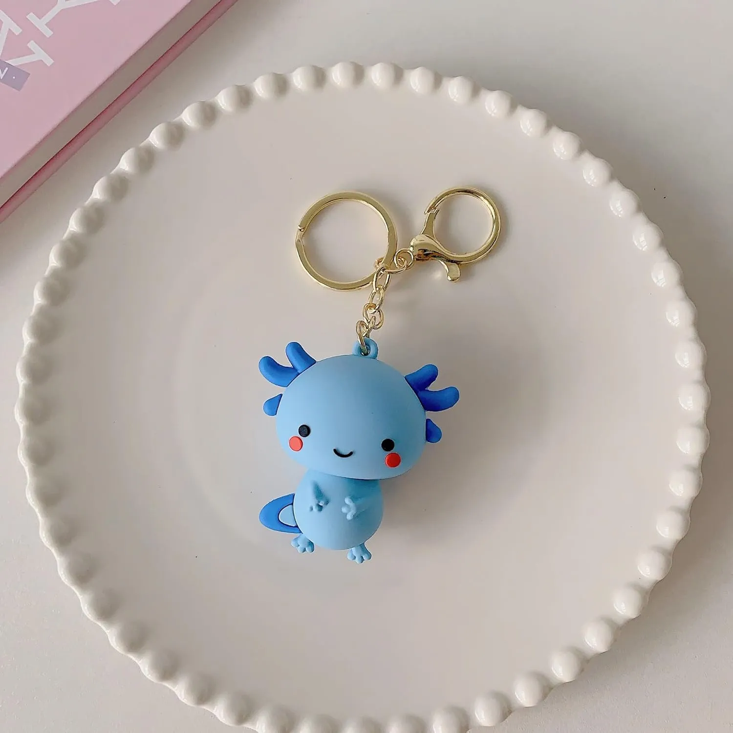 POYAMUSE Cute Axolotl Keychain - PVC Axolotl Keyring for Bags, Backpacks, Purse, and Car Keys