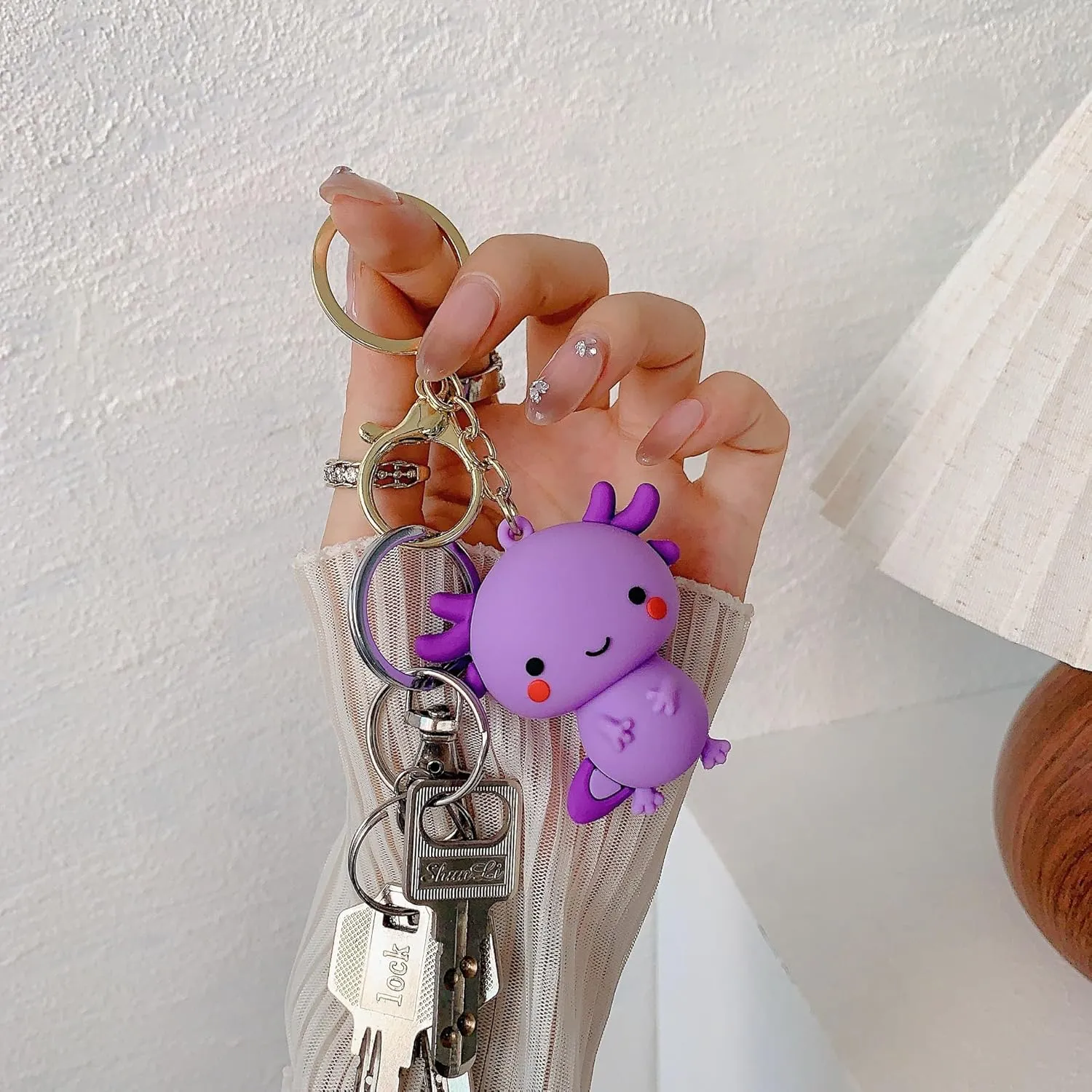 POYAMUSE Cute Axolotl Keychain - PVC Axolotl Keyring for Bags, Backpacks, Purse, and Car Keys