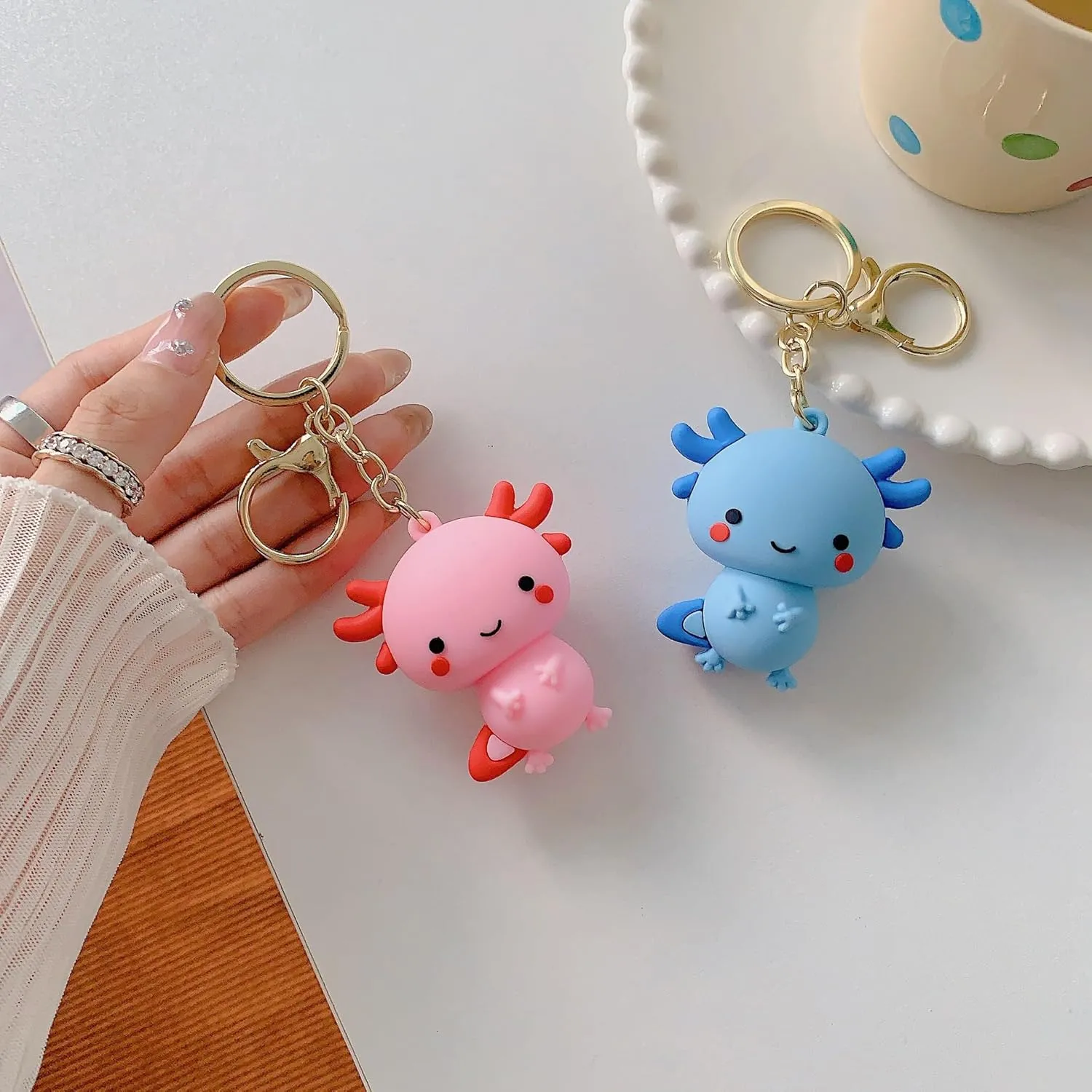 POYAMUSE Cute Axolotl Keychain - PVC Axolotl Keyring for Bags, Backpacks, Purse, and Car Keys