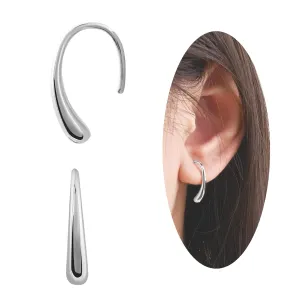 Pull Through Earrings Threader Earrings Hypoallergenic Sterling Silver Earrings Teardrop Drop Dangle Earrings Open Hoops for Women Trendy
