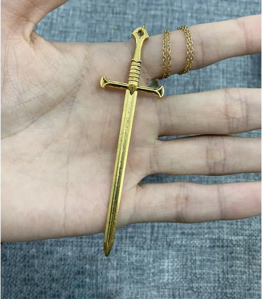 Punk Sword Cross Pendant Necklace Retro Gothic Long Dagger Knife Necklace Hip Hop Jewlry for Men Women