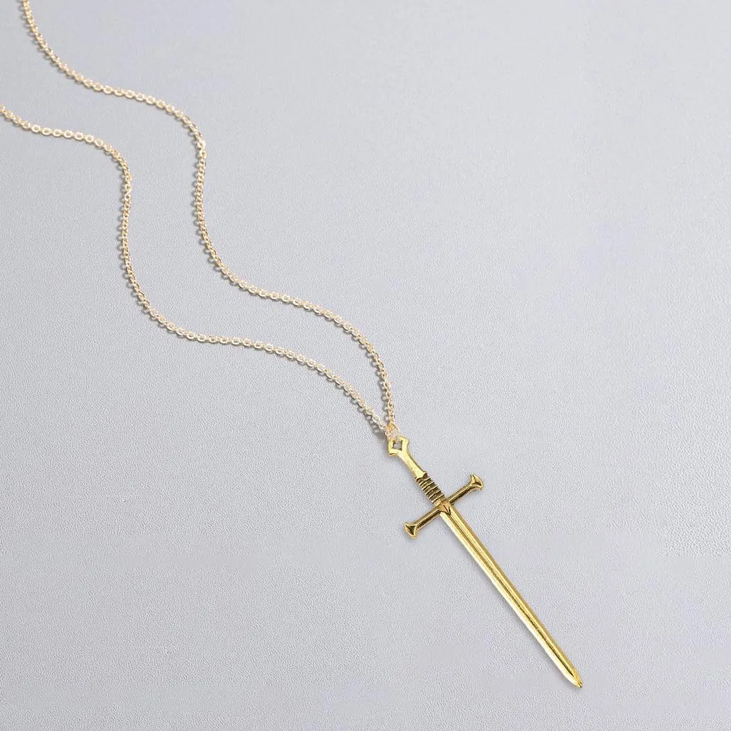 Punk Sword Cross Pendant Necklace Retro Gothic Long Dagger Knife Necklace Hip Hop Jewlry for Men Women