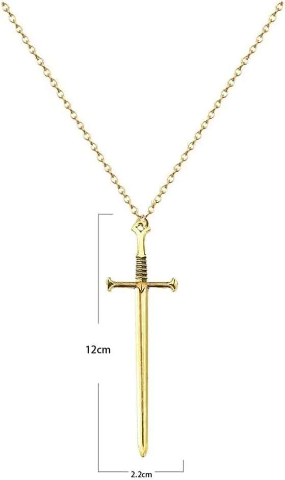 Punk Sword Cross Pendant Necklace Retro Gothic Long Dagger Knife Necklace Hip Hop Jewlry for Men Women