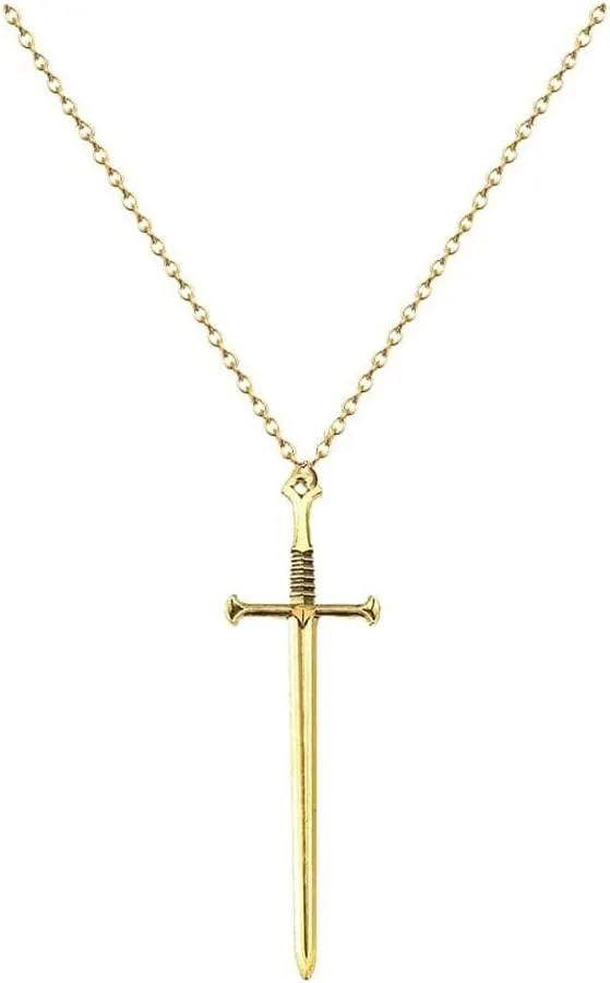Punk Sword Cross Pendant Necklace Retro Gothic Long Dagger Knife Necklace Hip Hop Jewlry for Men Women