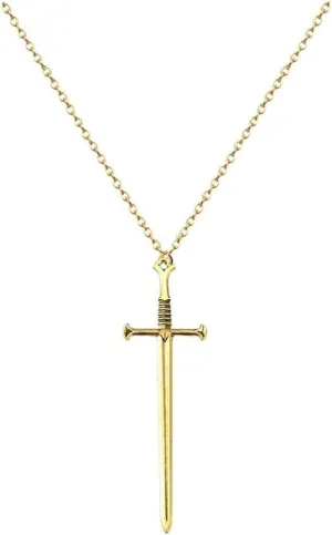 Punk Sword Cross Pendant Necklace Retro Gothic Long Dagger Knife Necklace Hip Hop Jewlry for Men Women