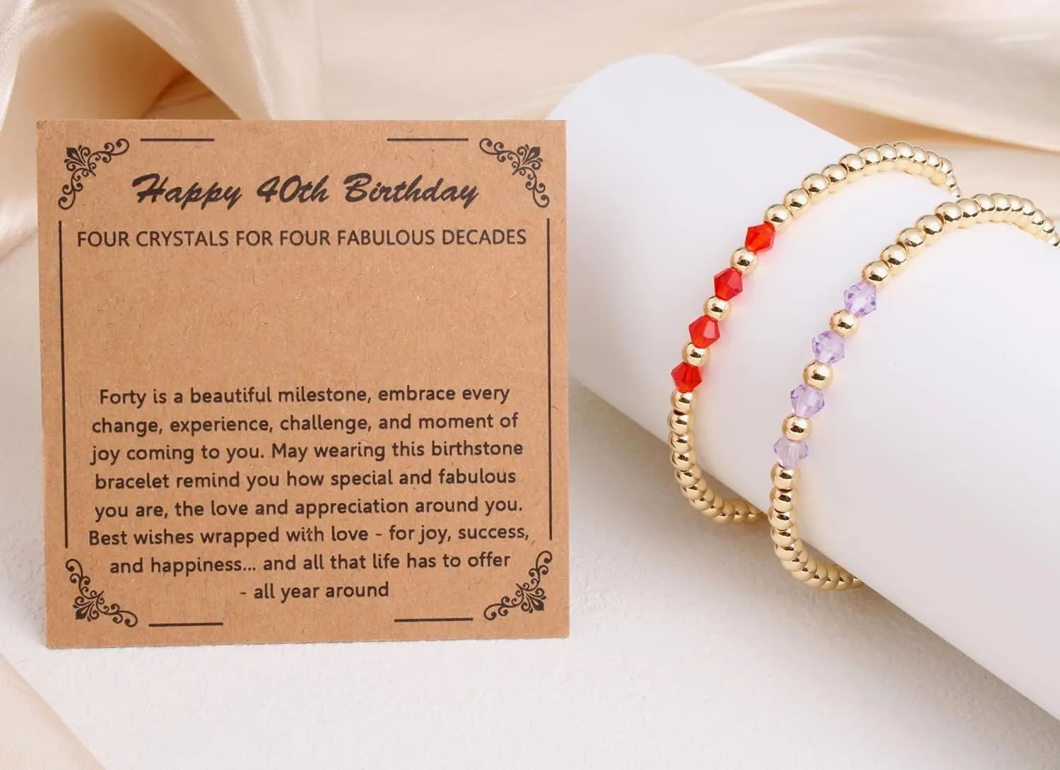 QqzsJewls 30th 40th 50th 60th Birthday Gifts for Women, Birthday Bracelets with Birthstone Jewelry Gifts for Her with Birthday Card